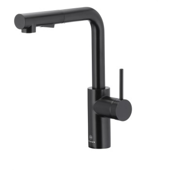 DUERO BASIC BLACK стоечка кујнска батерија со ротирачки и извлекувачки излив