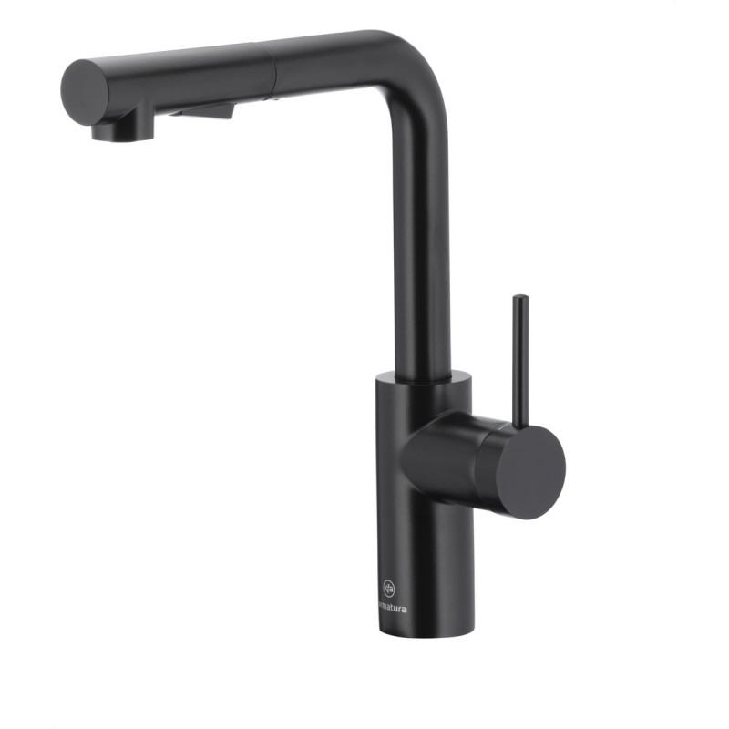 DUERO BASIC BLACK стоечка кујнска батерија со ротирачки и извлекувачки излив