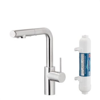 DUERO PURE BASIC INOX кујнска батерија со филтер за вода и извлекувачки излив