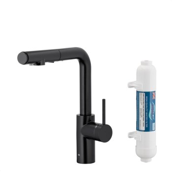 DUERO PURE BASIC BLACK кујнска батерија со филтер за вода и извлекувачки излив