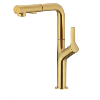 DUERO DESIGN GOLD стоечка кујнска батерија со ротирачки и извлекувачки излив