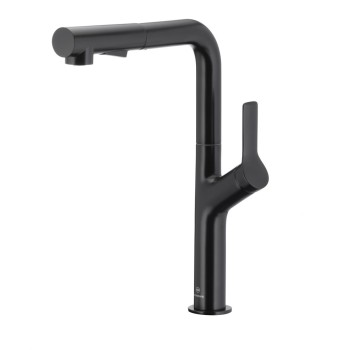 DUERO DESIGN BLACK стоечка кујнска батерија со ротирачки и извлекувачки излив