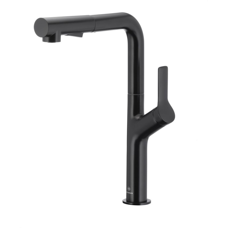 DUERO DESIGN BLACK стоечка кујнска батерија со ротирачки и извлекувачки излив