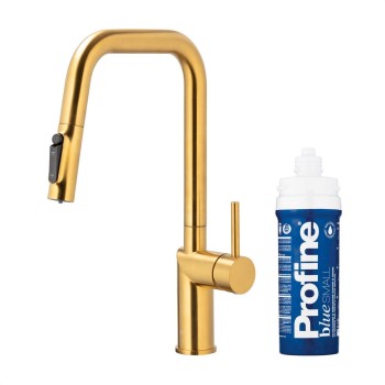 DUERO PURE STYLE GOLD кујнска батерија со филтер за вода и извлекувачки излив