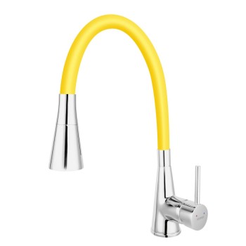 Zumba II – стоечка славина за мијалник со флексибилна цевка, жолта