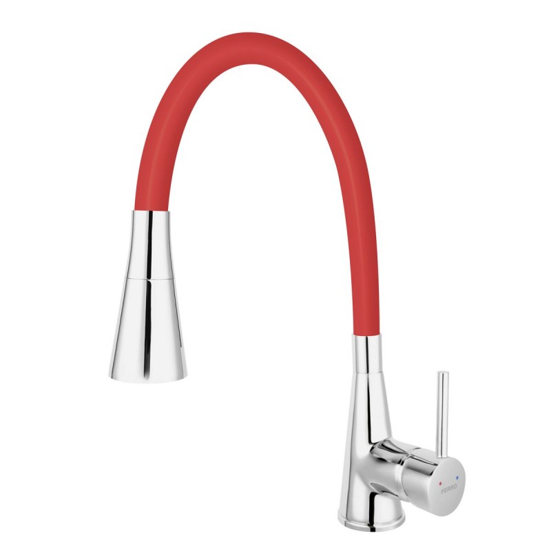 Zumba II – стоечка славина за мијалник со флексибилна цевка, црвена