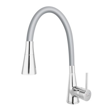 Zumba II – стоечка славина за мијалник со флексибилна цевка, сребрена