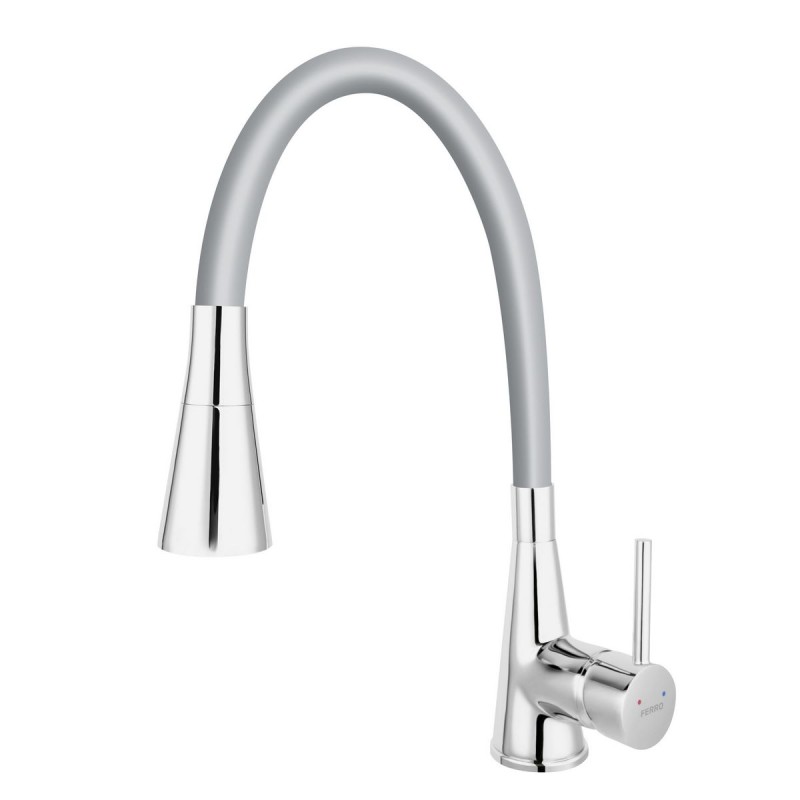 Zumba II – стоечка славина за мијалник со флексибилна цевка, сребрена